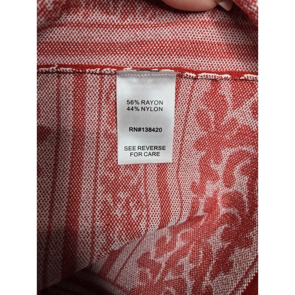 Etcetera Womens Size Small Red White Rayon Blend Tight Knit Dress Sleeveless - Picture 4 of 7